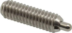 Vlier - 5/16-18, 1" Thread Length, 3/16" Plunger Projection, Stainless Steel Threaded Spring Plunger - 0.133 - 0.135" Max Plunger Diam, 1" Plunger Length, 1.5 Lb Init End Force, 4.5 Lb Final End Force - Eagle Tool & Supply
