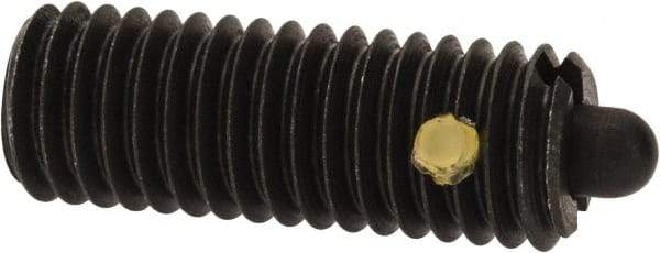 Vlier - M8 x 1.25, 0.866" Thread Length, 0.118" Plunger Projection, Steel Threaded Spring Plunger - 0.138" Max Plunger Diam, 0.866" Plunger Length, 5.62 Lb Init End Force, 15.74 Lb Final End Force - Eagle Tool & Supply
