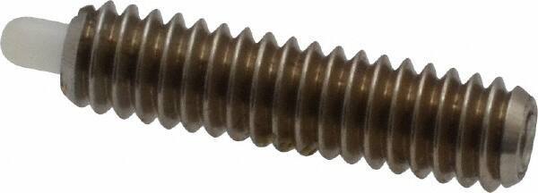 Vlier - 8-32, 5/8" Thread Length, 3/32" Plunger Projection, Stainless Steel Threaded Spring Plunger - 0.068 - 0.07" Max Plunger Diam, 5/8" Plunger Length, 2.7 Lb Init End Force, 7.3 Lb Final End Force - Eagle Tool & Supply