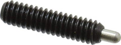Vlier - 1/4-20, 1" Thread Length, 3/16" Plunger Projection, Steel Threaded Spring Plunger - 0.117 - 0.118" Max Plunger Diam, 1" Plunger Length, 1 Lb Init End Force, 4 Lb Final End Force, 0.079" Hex - Eagle Tool & Supply