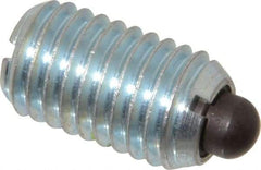 Vlier - 5/8-11, 1-1/16" Thread Length, 0.215" Plunger Projection, Steel Threaded Spring Plunger - 0.31" Max Plunger Diam, 1.062" Plunger Length, 7 Lb Init End Force, 50 Lb Final End Force - Eagle Tool & Supply