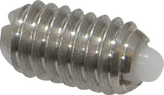 Vlier - 5/16-18, 9/16" Thread Length, 1/12" Plunger Projection, Stainless Steel Threaded Spring Plunger - 0.135" Max Plunger Diam, 0.562" Plunger Length, 3.75 Lb Init End Force, 15.5 Lb Final End Force - Eagle Tool & Supply