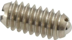 Vlier - 1/4-20, 0.125" Ball Diam, 0.531" Body Length, 0.035" Max Ball Reach, Threaded Ball Plunger - Stainless Steel Body, Stainless Steel Ball, 3 Lb Initial End Force, 7 Lb Final End Force - Eagle Tool & Supply
