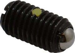 Vlier - M12x1.75, 8mm Ball Diam, 22mm Body Length, 2.5mm Max Ball Reach, Threaded Ball Plunger - Steel Body, Steel Ball, 6.75 Lb Initial End Force, 12.36 Lb Final End Force, Locking Element - Eagle Tool & Supply
