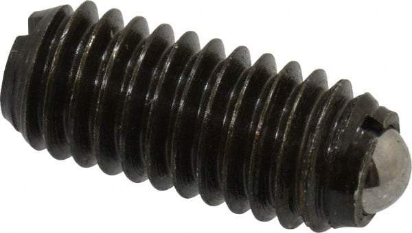 Vlier - M6x1.0, 3.5mm Ball Diam, 14mm Body Length, 1mm Max Ball Reach, Threaded Ball Plunger - Steel Body, Steel Ball, 2.02 Lb Initial End Force, 2.92 Lb Final End Force - Eagle Tool & Supply