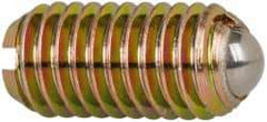 Vlier - M8x1.25, 5mm Ball Diam, 16mm Body Length, 1.5mm Max Ball Reach, Threaded Ball Plunger - Steel Body, Steel Ball, 9 Lb Initial End Force, 13.49 Lb Final End Force - Eagle Tool & Supply