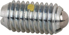 Vlier - M10x1.5, 6mm Ball Diam, 19mm Body Length, 2mm Max Ball Reach, Threaded Ball Plunger - Steel Body, Steel Ball, 1.8 Lb Initial End Force, 3.37 Lb Final End Force, Locking Element - Eagle Tool & Supply