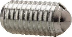 Vlier - M12x1.75, 8mm Ball Diam, 22mm Body Length, 2.5mm Max Ball Reach, Threaded Ball Plunger - Steel Body, Steel Ball, 2.25 Lb Initial End Force, 4.5 Lb Final End Force - Eagle Tool & Supply