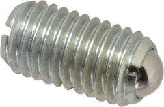 Vlier - M12x1.75, 8mm Ball Diam, 22mm Body Length, 2.5mm Max Ball Reach, Threaded Ball Plunger - Steel Body, Steel Ball, 2.25 Lb Initial End Force, 4.5 Lb Final End Force, Locking Element - Eagle Tool & Supply