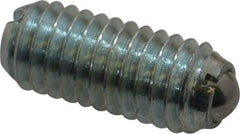 Vlier - M6x1.0, 3.5mm Ball Diam, 14mm Body Length, 1mm Max Ball Reach, Threaded Ball Plunger - Steel Body, Steel Ball, 0.45 Lb Initial End Force, 1.35 Lb Final End Force - Eagle Tool & Supply