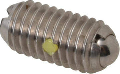 Vlier - M8x1.25, 5mm Ball Diam, 16mm Body Length, 1.5mm Max Ball Reach, Threaded Ball Plunger - Stainless Steel Body, Stainless Steel Ball, 3.37 Lb Initial End Force, 6.75 Lb Final End Force, Locking Element - Eagle Tool & Supply