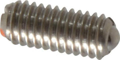 Vlier - M6x1.0, 3.5mm Ball Diam, 14mm Body Length, 1mm Max Ball Reach, Threaded Ball Plunger - Stainless Steel Body, Stainless Steel Ball, 6.29 Lb Initial End Force, 9 Lb Final End Force - Eagle Tool & Supply