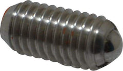 Vlier - M8x1.25, 5mm Ball Diam, 16mm Body Length, 1.5mm Max Ball Reach, Threaded Ball Plunger - Stainless Steel Body, Stainless Steel Ball, 9 Lb Initial End Force, 13.49 Lb Final End Force - Eagle Tool & Supply