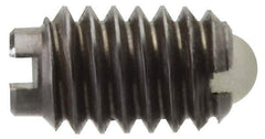 Vlier - 8-36, 0.094" Ball Diam, 0.344" Body Length, 0.025" Max Ball Reach, Threaded Ball Plunger - Stainless Steel Body, Nylon Ball, 0.5 Lb Initial End Force, 1.25 Lb Final End Force - Eagle Tool & Supply