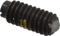 Vlier - 6-40, 0.078" Ball Diam, 0.312" Body Length, 0.023" Max Ball Reach, Threaded Ball Plunger - Steel Body, Nylon Ball, 0.5 Lb Initial End Force, 1 Lb Final End Force, Locking Element - Eagle Tool & Supply