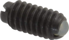 Vlier - 8-32, 0.094" Ball Diam, 0.344" Body Length, 0.025" Max Ball Reach, Threaded Ball Plunger - Steel Body, Nylon Ball, 0.5 Lb Initial End Force, 1.25 Lb Final End Force - Eagle Tool & Supply