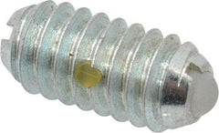 Vlier - 1/4-20, 0.125" Ball Diam, 0.531" Body Length, 0.035" Max Ball Reach, Threaded Ball Plunger - Steel Body, Nylon Ball, 2 Lb Initial End Force, 4 Lb Final End Force, Locking Element - Eagle Tool & Supply