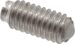 Vlier - 6-40, 0.078" Ball Diam, 0.312" Body Length, 0.023" Max Ball Reach, Threaded Ball Plunger - Stainless Steel Body, Nylon Ball, 0.5 Lb Initial End Force, 1 Lb Final End Force - Eagle Tool & Supply