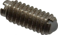 Vlier - 6-40, 0.078" Ball Diam, 0.312" Body Length, 0.023" Max Ball Reach, Threaded Ball Plunger - Stainless Steel Body, Nylon Ball, 0.5 Lb Initial End Force, 1 Lb Final End Force, Locking Element - Eagle Tool & Supply