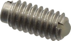 Vlier - 8-32, 0.094" Ball Diam, 0.344" Body Length, 0.025" Max Ball Reach, Threaded Ball Plunger - Stainless Steel Body, Nylon Ball, 0.5 Lb Initial End Force, 1.25 Lb Final End Force - Eagle Tool & Supply