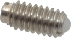 Vlier - 8-32, 0.094" Ball Diam, 0.344" Body Length, 0.025" Max Ball Reach, Threaded Ball Plunger - Stainless Steel Body, Nylon Ball, 0.5 Lb Initial End Force, 1.25 Lb Final End Force, Locking Element - Eagle Tool & Supply