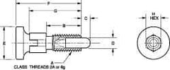 Vlier - 3/8-16, 1/4" Max Plunger Diam, 0.25 Lb Init to 2 Lb Final End Force, Knob Handle Plunger - Delrin Knob, 0.94" Body Length, 3/4" Length Under Head/Shoulder, 0.18" Plunger Projection - Eagle Tool & Supply
