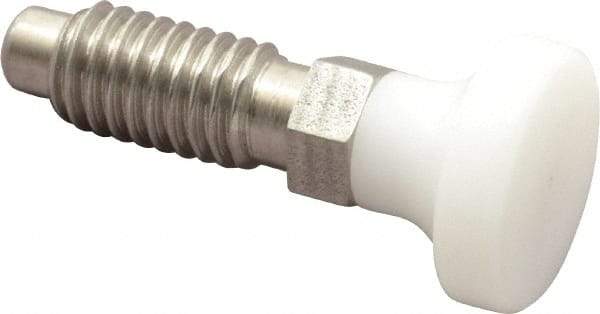 Vlier - 3/8-16, 1/4" Max Plunger Diam, 0.25 Lb Init to 2 Lb Final End Force, Knob Handle Plunger - Delrin Knob, 0.94" Body Length, 3/4" Length Under Head/Shoulder, 0.18" Plunger Projection - Eagle Tool & Supply