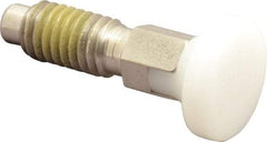 Vlier - 3/8-16, 1/4" Max Plunger Diam, 0.25 Lb Init to 2 Lb Final End Force, Locking Knob Handle Plunger - Delrin Knob, 0.94" Body Length, 3/4" Length Under Head/Shoulder, 0.18" Plunger Projection - Eagle Tool & Supply
