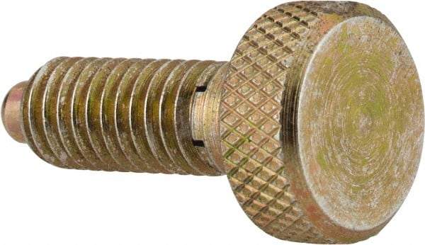 Vlier - M12x1.75, 0.905" Thread Length, 0.236" Max Plunger Diam, 1 Lb Init to 10 Lb Final End Force, Knob Handle Plunger - Knurled Knob, 1.14" Body Length, 0.905" Length Under Head/Shoulder, 0.236" Plunger Projection - Eagle Tool & Supply