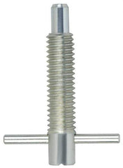 Vlier - M6x1.0 Thread, 1" Body Length, 1/4" Plunger Projection, 0.16" Plunger Diam, Steel, Locking T Handle Plunger - 0.8" Thread Length, 1.1" Handle Length, 1.1" Plunger Length, 1 Lb Initial End Force, 2-1/2 Lb Final End Force, Locking Element - Eagle Tool & Supply