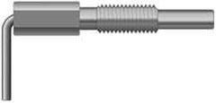 Vlier - M6x1.0 Thread, 20mm Thread Length, 0.16" Plunger Diam, 0.5 Lb Init to 2.5 Lb Final End Force, Stainless Steel L Handle Plunger - 1-1/4" Body Length, 0.8" Length Under Head, 0.38" Plunger Projection - Eagle Tool & Supply