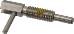 Vlier - M12x1.75, 1.11" Thread Length, 7mm Plunger Diam, 4.5 N Init to 22.3 N Final End Force, Stainless Steel Locking L Handle Plunger - 54mm Body Length, 32mm Length Under Head, Locking Element, 19mm Plunger Projection - Eagle Tool & Supply
