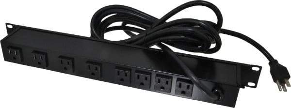 Wiremold - 8 Outlets, 120 Volts, 15 Amps, 15' Cord, Power Outlet Strip - Rack Mount, 5-15 NEMA Configuration, 19" Strip, CSA Certified, UL Recognized - Eagle Tool & Supply