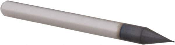 Accupro - 0.011", 0.016" LOC, 1/8" Shank Diam, 1-1/2" OAL, 4 Flute, Solid Carbide Square End Mill - Single End, AlTiN Finish, Spiral Flute, 30° Helix, Centercutting, Right Hand Cut, Right Hand Flute, Series Miniature - Eagle Tool & Supply