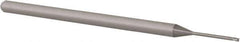 Accupro - 0.035", 0.052" LOC, 1/8" Shank Diam, 2-1/2" OAL, 3 Flute, Solid Carbide Square End Mill - Single End, Uncoated, Spiral Flute, 30° Helix, Centercutting, Right Hand Cut, Right Hand Flute, Series Miniature - Eagle Tool & Supply