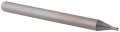 Accupro - 0.035", 0.052" LOC, 1/8" Shank Diam, 1-1/2" OAL, 4 Flute, Solid Carbide Square End Mill - Single End, Uncoated, Spiral Flute, 30° Helix, Centercutting, Right Hand Cut, Right Hand Flute, Series Miniature - Eagle Tool & Supply