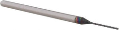 Accupro - 0.0312", 0.47" LOC, 1/8" Shank Diam, 2-1/2" OAL, 3 Flute, Solid Carbide Square End Mill - Single End, AlTiN Finish, Spiral Flute, 30° Helix, Centercutting, Right Hand Cut, Right Hand Flute, Series Miniature - Eagle Tool & Supply