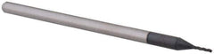 Accupro - 0.0312", 0.156" LOC, 1/8" Shank Diam, 2-1/2" OAL, 3 Flute, Solid Carbide Square End Mill - Single End, AlTiN Finish, Spiral Flute, 30° Helix, Centercutting, Right Hand Cut, Right Hand Flute, Series Miniature - Eagle Tool & Supply