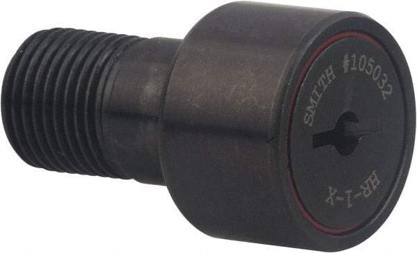 Accurate Bushing - 1" Roller Diam x 5/8" Width, 5/8" Stud Diam x 1" Length, Heavy Stud Cam Follower - Carbon Steel, 1/2" Thread Length, 5/8-18 Thread, 2" OAL, 2,850 Lb Dynamic Cap, 1 N Static Cap - Eagle Tool & Supply