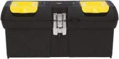 Stanley - 1 Drawer 1 Tray Tool Box - 16" Wide x 8-3/16" Deep x 7-3/16" High, Plastic, Black/Yellow - Eagle Tool & Supply