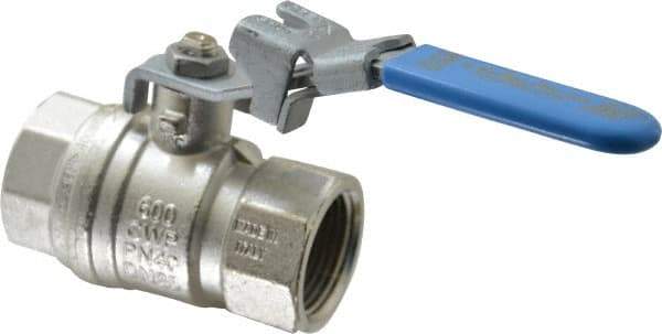 Value Collection - 1" Pipe, Full Port, Brass UL Listed Ball Valve - 1 Piece, Inline - One Way Flow, FNPT x FNPT Ends, Locking Lever Handle, 600 WOG - Eagle Tool & Supply