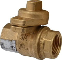 Value Collection - 3/4" Pipe, Brass, Straight without Side Tap, Gas Ball Valve - 600 psi WOG Rating, Locking Cap Handle, FNPT x FNPT End Connections, 1 Piece - Eagle Tool & Supply