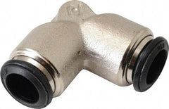 Alpha Technologies - 10mm Outside Diam, Nickel Plated Brass Push-to-Connect Tube Union Elbow - 250 Max psi, Tube to Tube Connection, Buna O-Ring - Eagle Tool & Supply