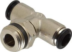 Alpha Technologies - 10mm Outside Diam, 1/2 Universal, Nickel Plated Brass Push-to-Connect Tube Male Swivel Branch Tee - 250 Max psi, Tube to Universal Thread Connection, Buna O-Ring - Eagle Tool & Supply