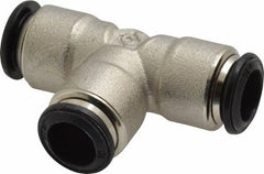 Alpha Technologies - 10mm Outside Diam, Nickel Plated Brass Push-to-Connect Tube Union Tee - 250 Max psi, Tube to Tube Connection, Buna O-Ring - Eagle Tool & Supply