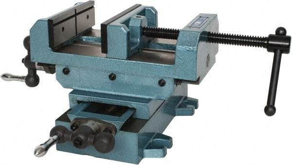 Wilton - 6" Jaw Opening Capacity x 2" Throat Depth, Horizontal Drill Press Vise - 6" Wide x 2" High Jaw, Cross Slide Base, Standard Speed, 9-1/2" OAL x 7-1/4" Overall Height, Cast Iron - Eagle Tool & Supply