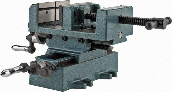 Wilton - 4" Jaw Opening Capacity x 1-3/8" Throat Depth, Horizontal Drill Press Vise - 4" Wide x 1-3/8" High Jaw, Cross Slide Base, Standard Speed, 7" OAL x 5-3/4" Overall Height, Cast Iron - Eagle Tool & Supply