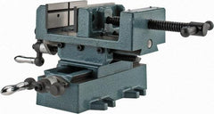 Wilton - 4" Jaw Opening Capacity x 1-3/8" Throat Depth, Horizontal Drill Press Vise - 4" Wide x 1-3/8" High Jaw, Cross Slide Base, Standard Speed, 7" OAL x 5-3/4" Overall Height, Cast Iron - Eagle Tool & Supply