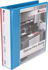 UNIVERSAL - 2" Sheet Capacity, 11 x 8-1/2", View Ring Binder - Suede Finish Vinyl, Light Blue - Eagle Tool & Supply