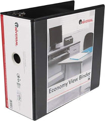 UNIVERSAL - 5" Sheet Capacity, 11 x 8-1/2", View Ring Binder - Vinyl, Black - Eagle Tool & Supply